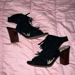 Black fringe shoes